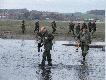 Ci bez but�w gumowych szli lewym brzegiem koryta, reszta bli�ej ogromnych stad g�sich